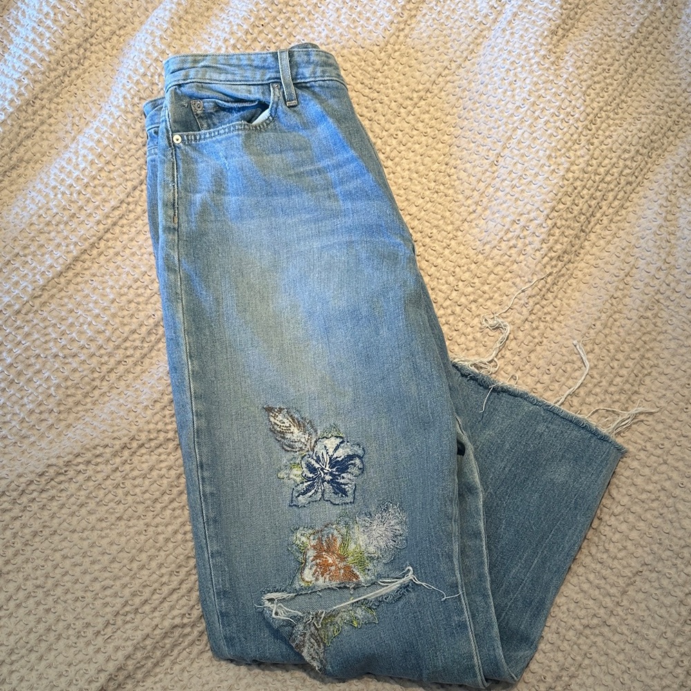 Joe's Jeans Light Blue Straight Leg with Floral Embroidery
